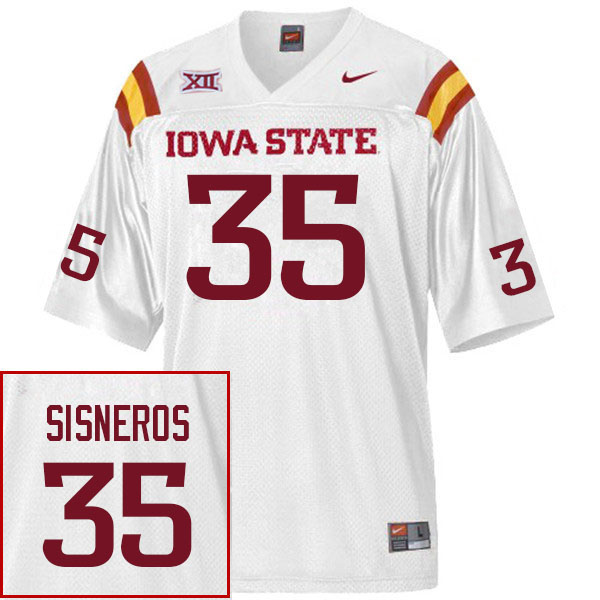 Men #35 Dominic Sisneros Iowa State Cyclones College Football Jerseys Stitched Sale-White